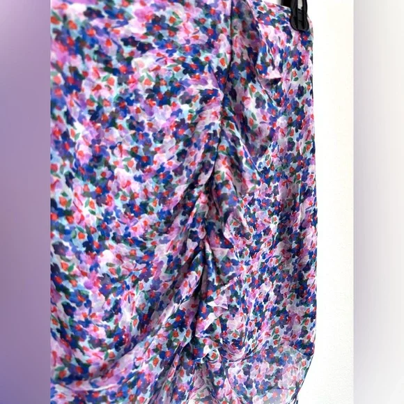Veronica Beard Spencer Floral Silk Chiffon Ruched Tiered Mini Skirt Size 4 - Picture 4 of 11
